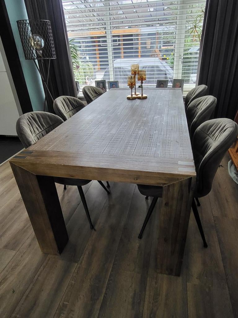 Eettafel rough warm grey, Gebruikt, 200 cm of meer, Rechthoekig, 50 tot 100 cm