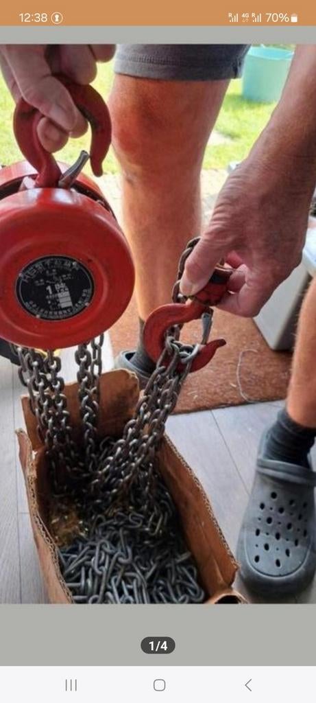 Hand kettingtakel 1 Ton 3m, Ophalen of Verzenden, Gebruikt, Handmatig