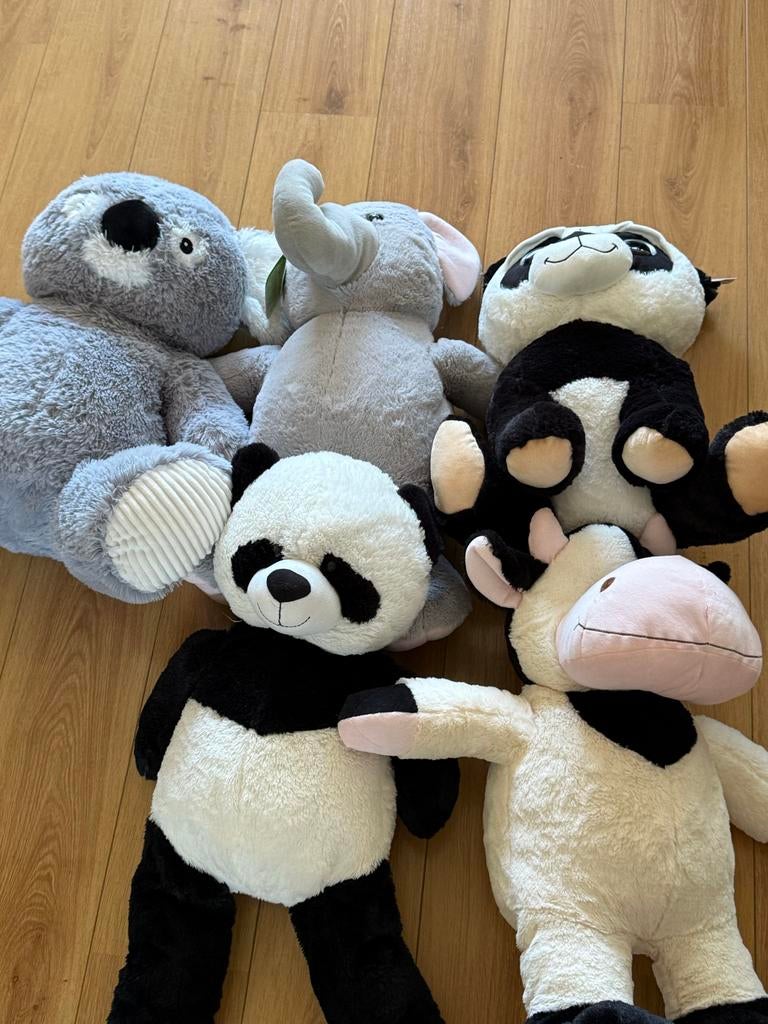 5 Grote Knuffelberen: Koala, Olifant, Panda's en Koe, Kinderen en Baby's, Speelgoed | Knuffels en Pluche, Ophalen, Beer, Grijs