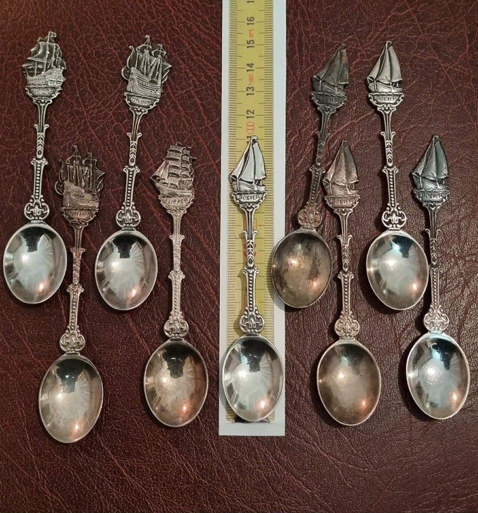 vintage Nederlands verzilverde thee- of koffielepels DE, Antiek en Kunst, Antiek | Bestek, Ophalen of Verzenden