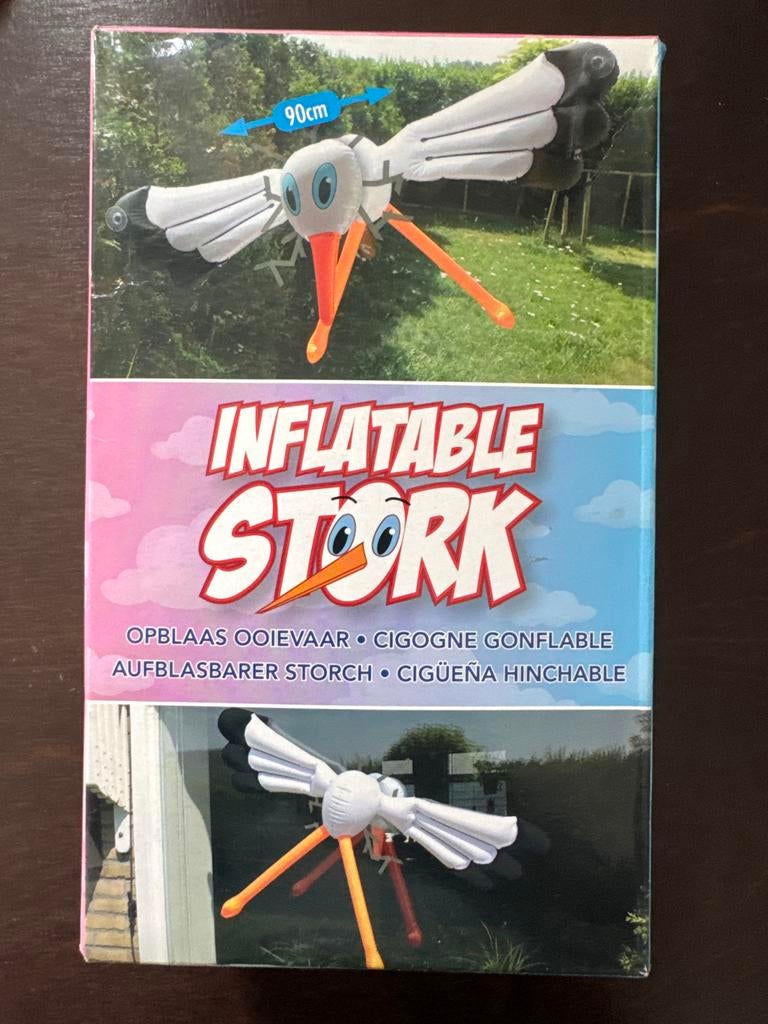 Opblaasbare Ooievaar - Geboortebord 90cm, Kinderen en Baby's, Kraamcadeaus en Geboorteborden, Ophalen of Verzenden, Zo goed als nieuw