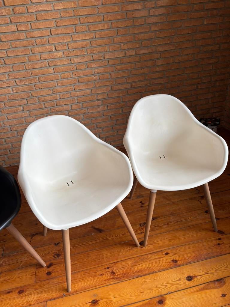 2 witte kuipstoeltjes, Huis en Inrichting, Stoelen, Gebruikt, Twee, Wit, Ophalen