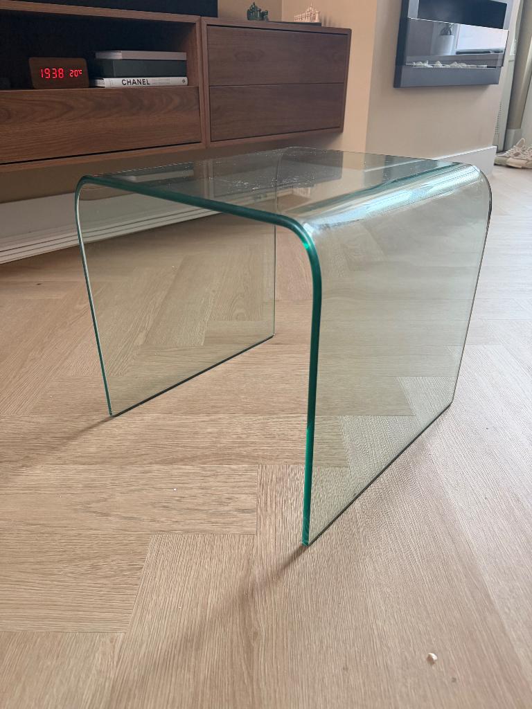 Prachtige glazen bijzettafel FIAM ITALIA, Ophalen, Minder dan 55 cm, Vierkant, Minder dan 45 cm
