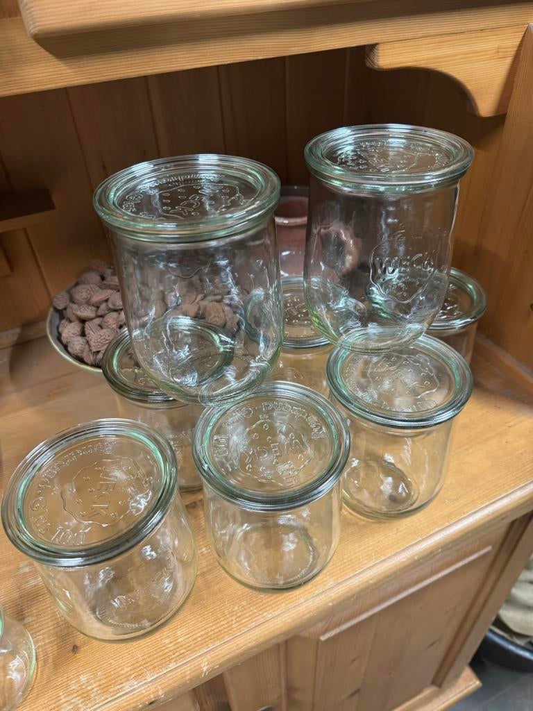 12x WECK Tulpglas 1062 ml - Ø 100 mm - met glasdeksel, Glas, Ophalen of Verzenden, Zo goed als nieuw, Voorraadpot