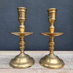 Stel 17e Eeuwse Koperen Kraagkandelaars, Ophalen of Verzenden, Koper of Brons