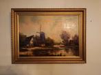 Schilderij met molen en waterlandschap op doek, Ophalen of Verzenden