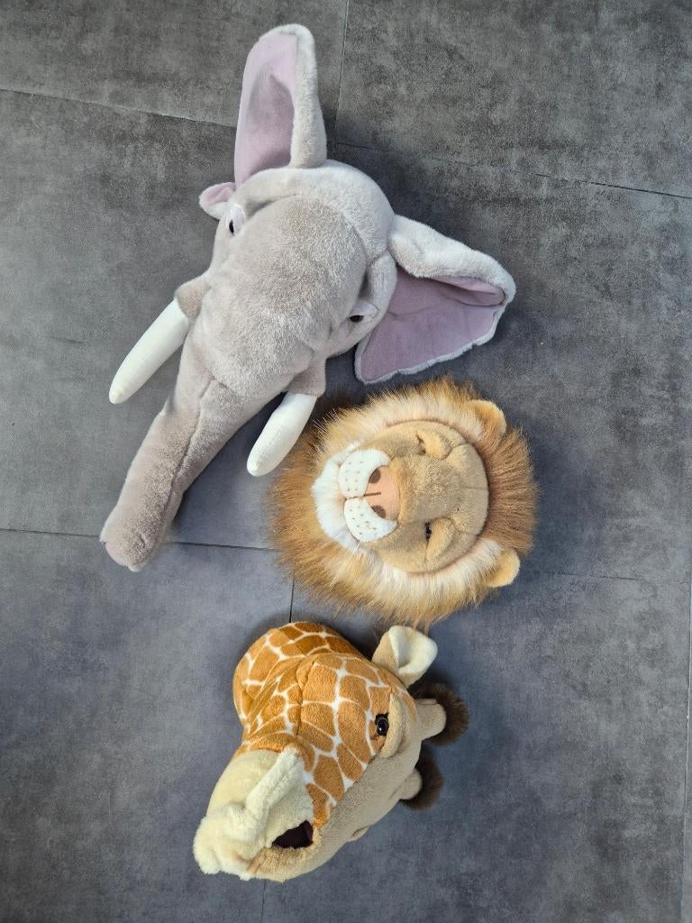 Wild & Soft BIBIB & Co Dierenkoppen Leeuw, Giraf, Olifant, Ophalen, Zo goed als nieuw, Wanddecoratie