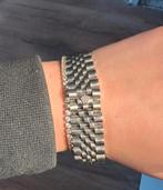 Zilverkleurig armbandje met strass - 18,5 cm omtrek, Sieraden, Tassen en Uiterlijk, Armbanden, Overige materialen, Gebruikt, Ophalen of Verzenden