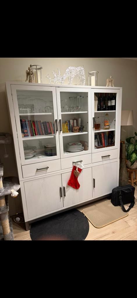 Witte eiken kast, tv-kast en salontafel set, Ophalen, Gebruikt