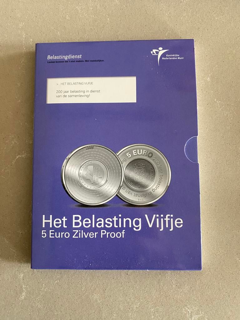 Het belasting vijfje 5 euro zilverproef, Ophalen of Verzenden, Zo goed als nieuw, Geld en Beleggen
