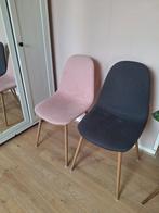 2 eetkamerstoelen Kwantum stoffen donkergrijs en licht roze, Ophalen, Gebruikt, Twee, Overige kleuren