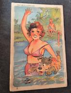Hondje gaat zwemmen met sexy vrouw in bikini, Verzenden, 1920 tot 1940, Gelopen, Overige thema's