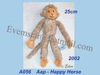 A056 Aap – Happy Horse : beige aapje (25cm), Ophalen, Zo goed als nieuw, Overige typen