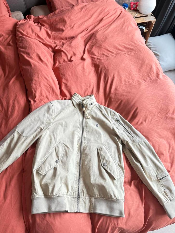 G-Star RAW Bomber - Maat M, Kleding | Heren, Jassen | Zomer, Gedragen, Maat 48/50 (M), Beige, Ophalen of Verzenden