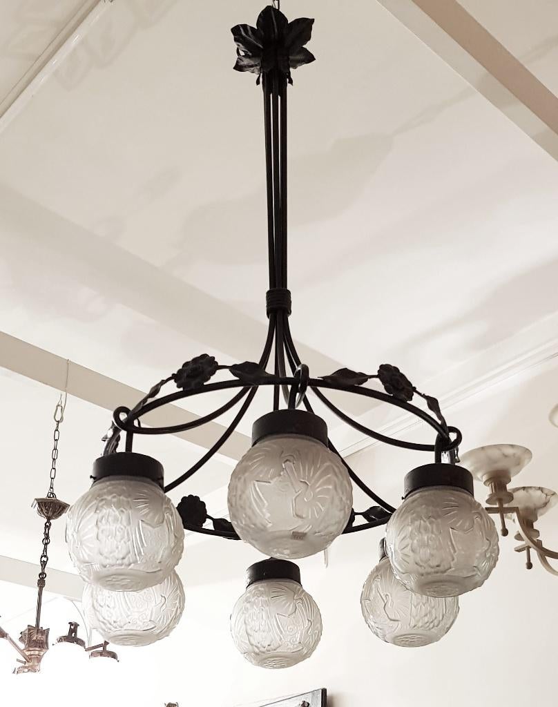 Art Deco Luchter - Muller Frés. Luneville., Antiek en Kunst, Ophalen of Verzenden