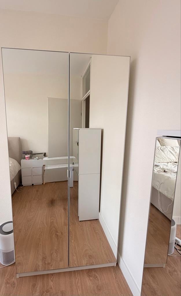IKEA PAX Kledingkast met spiegeldeuren en lades, Huis en Inrichting, Kasten | Kledingkasten, Ophalen, 50 tot 100 cm, Met lade(s)