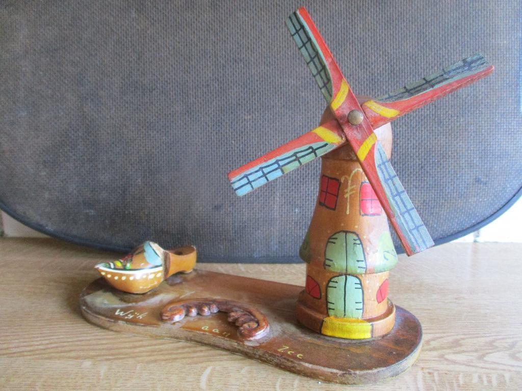 Wijk aan Zee souvenir hout kaarthouder molen klomp, Ophalen of Verzenden