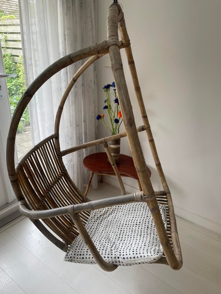 hangstoel rotan, Huis en Inrichting, Stoelen, Ophalen, Gebruikt, Bruin, Eén
