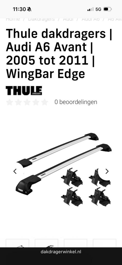 Thule Wingbar Edge Audi A6 2005-2011, Ophalen, Gebruikt