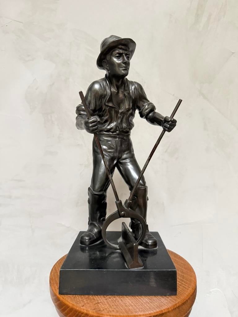 Brons/ metalen beeld van een smid arbeider, Ophalen of Verzenden