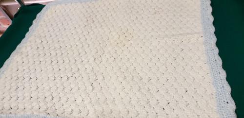 kinder deken retro jaren 70 blauw wit, Ophalen of Verzenden