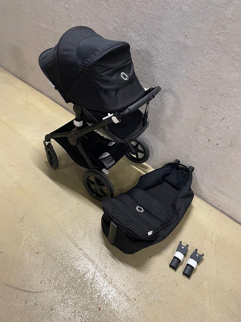 Bugaboo fox 2 all black, Kinderen en Baby's, Kinderwagens en Combinaties, Gebruikt, Bugaboo, Luchtbanden, Met reiswieg, Verstelbare duwstang