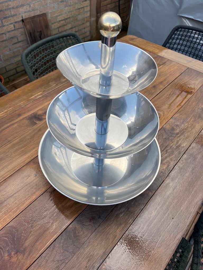 Etagère 3 plateaus, 2 stuks - 50 cm hoog - High Tea, Ophalen, Gebruikt