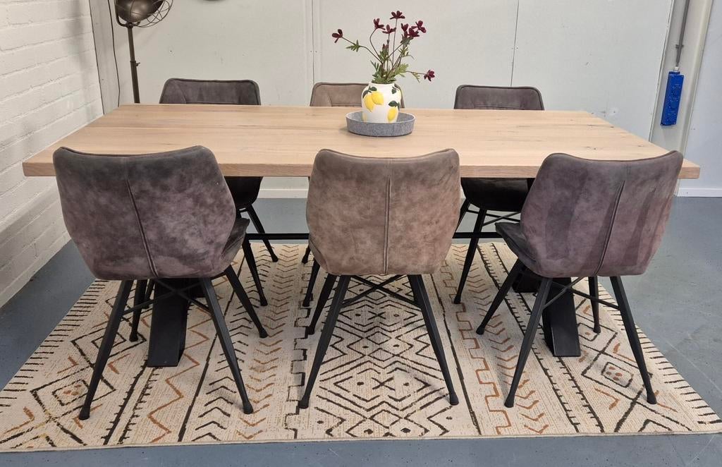 Bodilson massief eikenhout eettafel || 200x100 || X poten, Ophalen, ., Eikenhout, 200 cm of meer