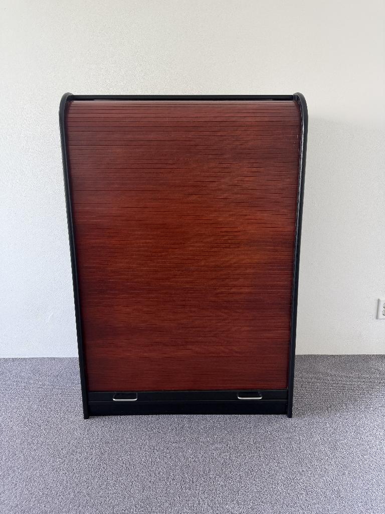 Houten rolluikkast 88x130 zwart strak modern design, Huis en Inrichting, Kasten | Roldeurkasten en Archiefkasten, Ophalen, Gebruikt