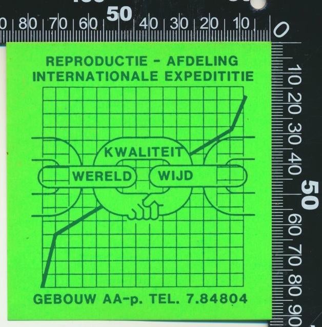 Sticker: Reproductie afdeling internationale expeditie (2), Ophalen of Verzenden, Zo goed als nieuw, Bedrijf of Vereniging