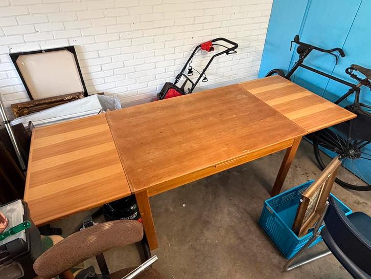 Vintage uitschuiftafel, Huis en Inrichting, Tafels | Eettafels, Gebruikt, 50 tot 100 cm, 200 cm of meer, Rechthoekig, Ophalen