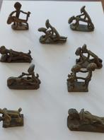 Serie van 9 gegoten messing beeldjes met erotisch karakter, Ophalen of Verzenden
