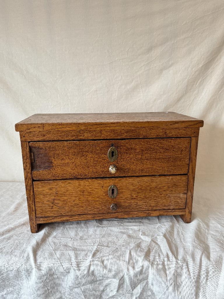 Antiek Eikenhouten Ladenkastje / mini kastje #2, Ophalen of Verzenden