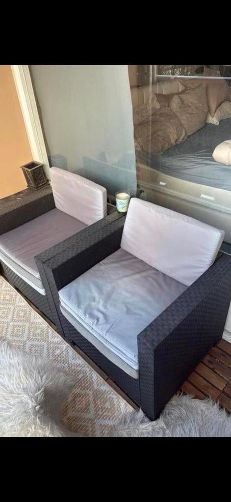 Loungeset, Tuin en Terras, Tuinsets en Loungesets, Ophalen of Verzenden, Zo goed als nieuw, Kunststof, Hocker