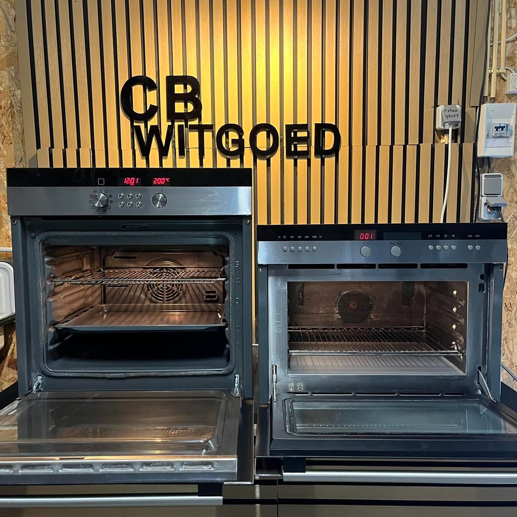 Luxe siemens set combi oven magnetron + solo oven, Refurbished, Oven met grill, Inbouw, 45 tot 60 cm