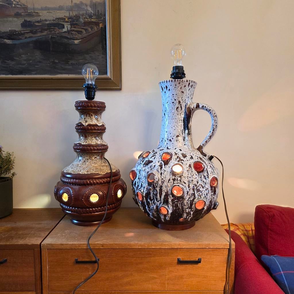Vintage keramiek lampen set - West Germany stijl, Antiek en Kunst, Ophalen of Verzenden