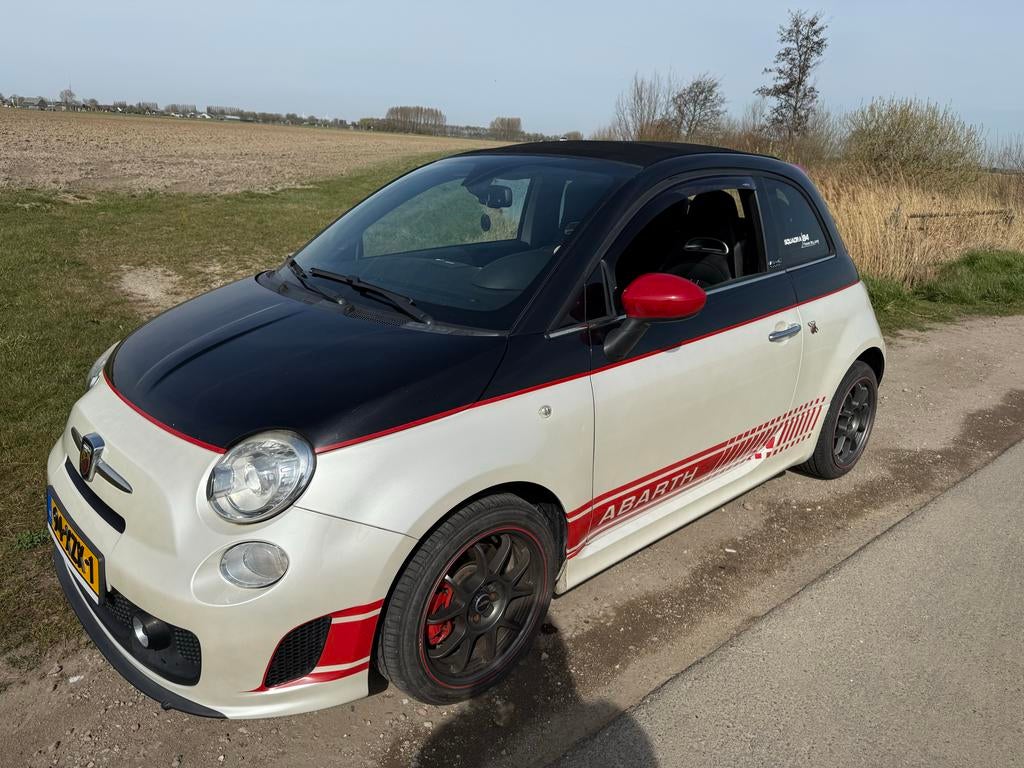Fiat 500 1.2 AUT C “Rock” 2010 Wit Abarth look., Start-stop-systeem, 4 cilinders, Cabriolet, Wit