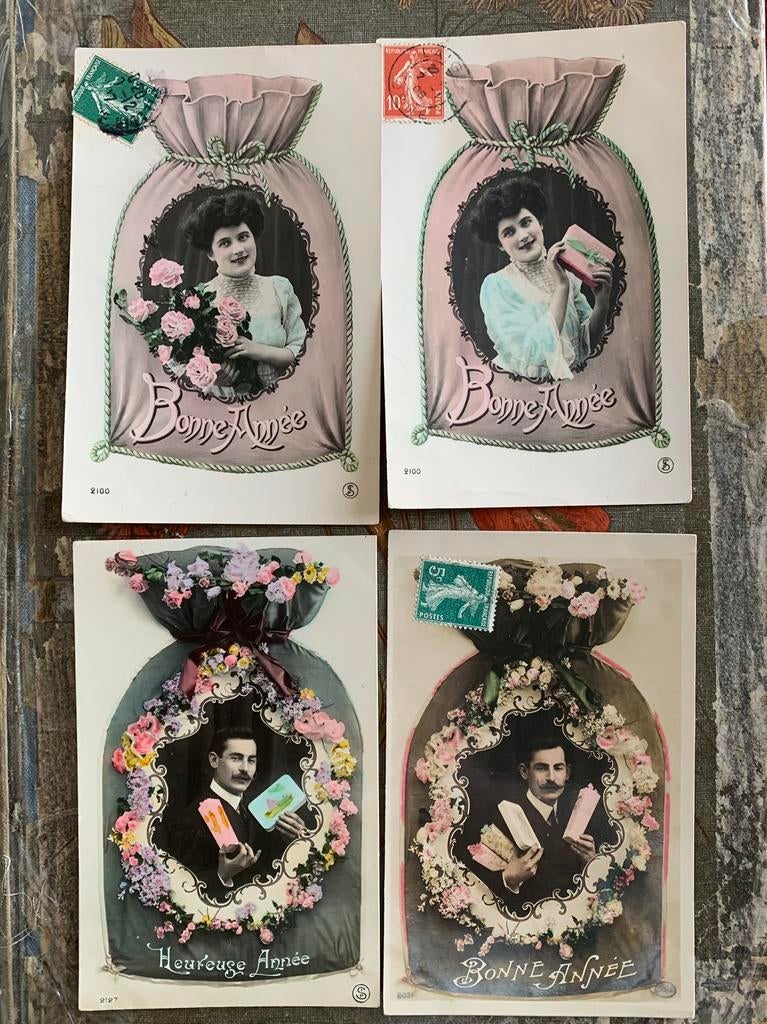 Nieuwjaar in een zakje (RR), Ophalen of Verzenden, Voor 1920, Gelopen, Feest(dag)