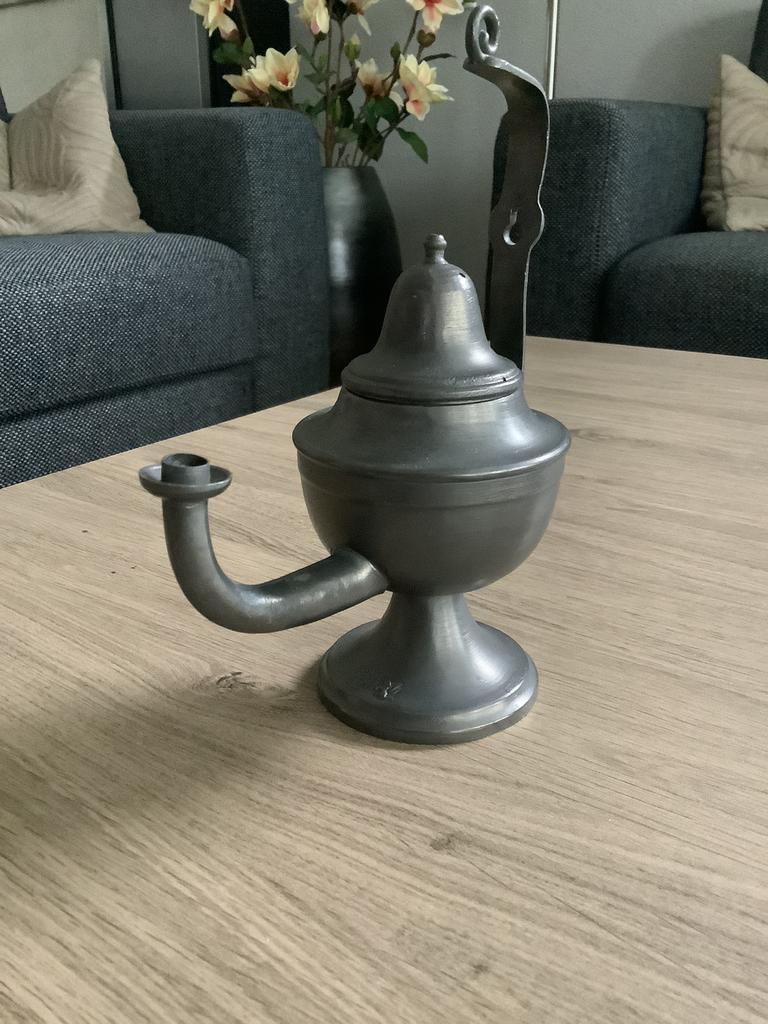 Tinnen olielampje, Antiek en Kunst, Antiek | Tin, Ophalen of Verzenden