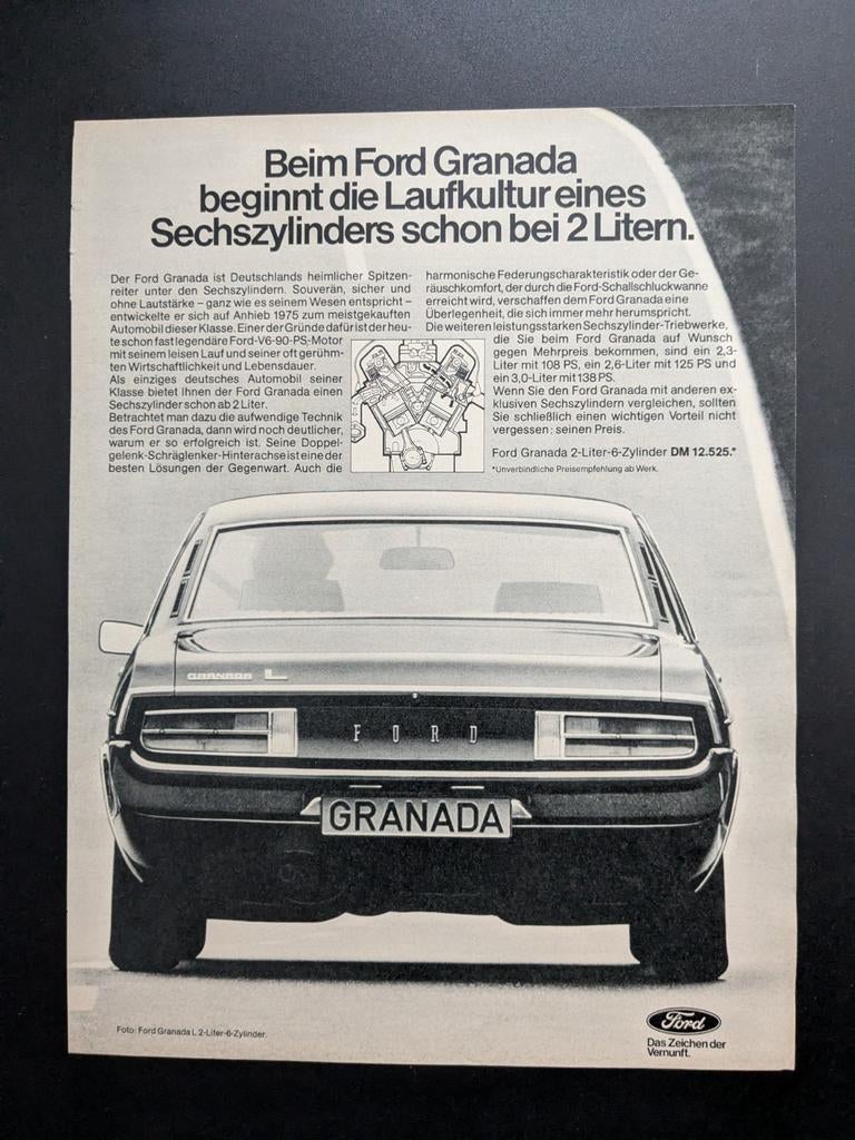 Oude reclame / Advertentie FORD Granada 1976 (Duits), Ophalen of Verzenden, Gelezen, Ford