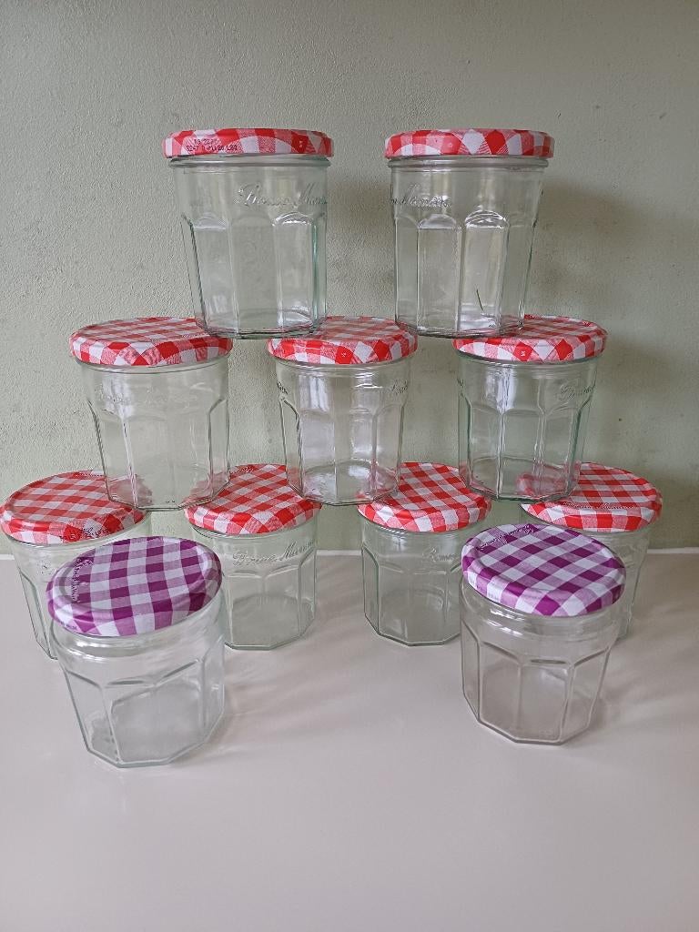 Bonne Maman jampotten 11 stuks, Ophalen of Verzenden, Zo goed als nieuw, Glas, Pot, Bus of Blik