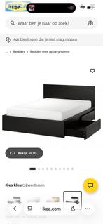Ikea Malm bed 140x200, Ophalen, Gebruikt, Zwart, Tweepersoons