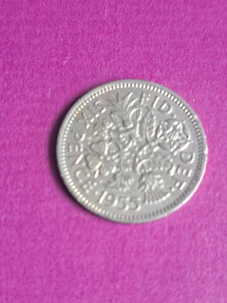 1955 Engeland 6 pence Elizabeth II, Postzegels en Munten, Munten | Europa | Niet-Euromunten, Losse munt, Overige landen, Verzenden