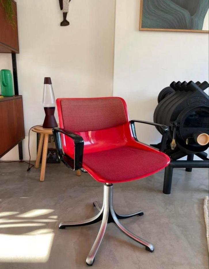 Tecno Modus bureaustoel rood Osvaldo Borsani 70s vintage, Huis en Inrichting, Stoelen, Eén, Rood, Ophalen
