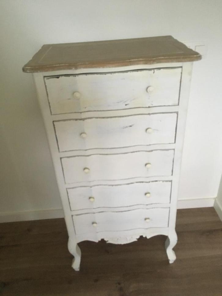Witte vintage Commode/dressoir, Huis en Inrichting, Kasten | Dressoirs, Zo goed als nieuw, 50 tot 100 cm, 25 tot 50 cm, Met lade(s)