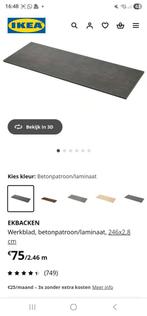 2x Ekbacken werkbladen (kleur beton patroon), Ophalen, 75 cm of meer, Nieuw, 200 cm of meer