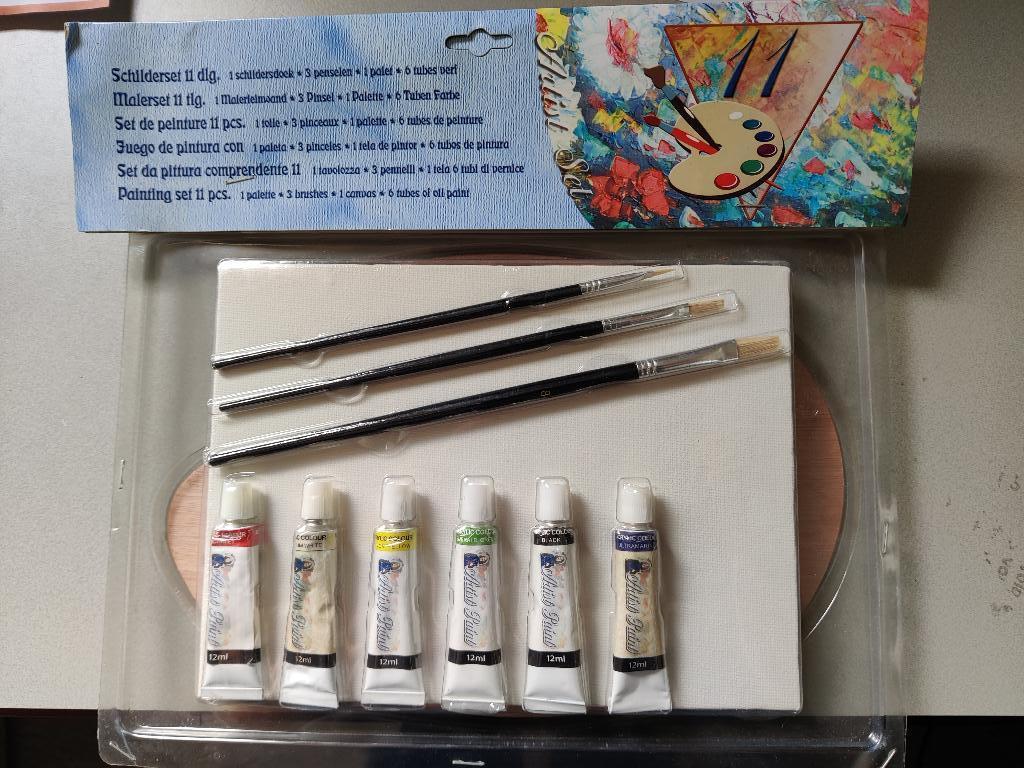 Schilderset 11-delig - Compleet mat palet!, Hobby en Vrije tijd, Schilderen, Verzenden, Nieuw, Overige typen