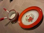 Vintage Emaille Keukenset Rood Wit, Ophalen of Verzenden