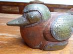 2 vintage houten vogels met koperbeslag, Antiek en Kunst, Ophalen of Verzenden