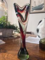 Vintage Murano Vaas - Rood/Groen Glas, Ophalen of Verzenden, Minder dan 50 cm, Rood, Glas